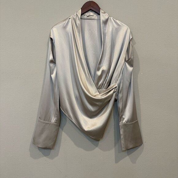 ET OCHS The Nala Silk Surplice Top Draped Wrap Blouse Cutout Detail Size Medium - Picture 5 of 16